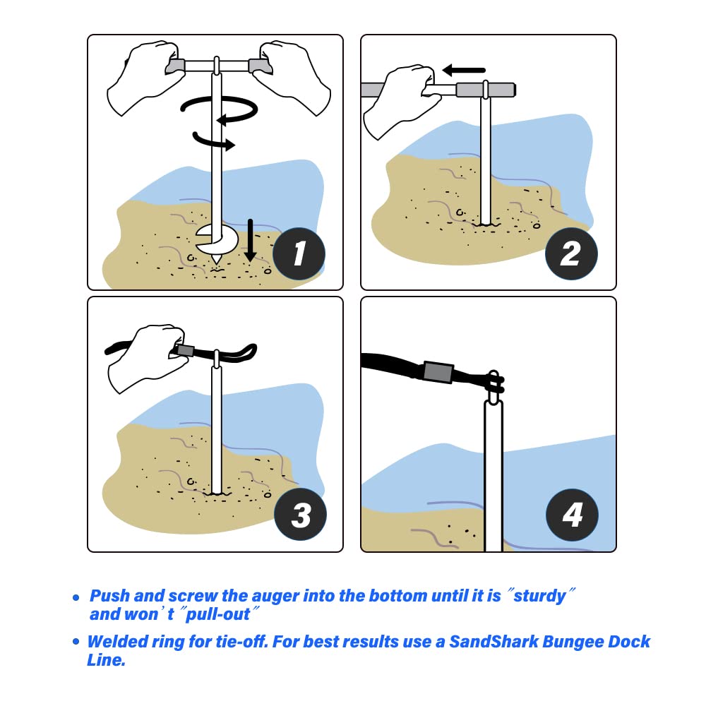 Premium Sand Anchor for Boats & PWCs - Heavy Duty Bungee Dock Line for Jet Skis, Pontoons & Kayaks - Secures Vessels Near Sandbars & Shallow Water - Perfect for Beach Days, Fishing Trips & Water Sports