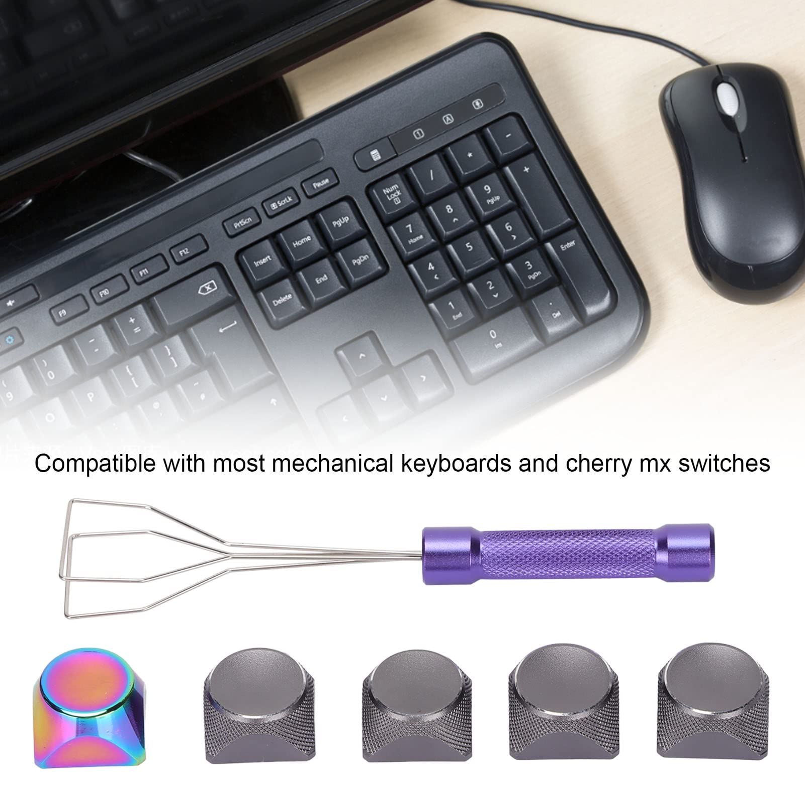 5Pcs Metal XDA Keycaps for Mechanical Gaming Keyboard - Black