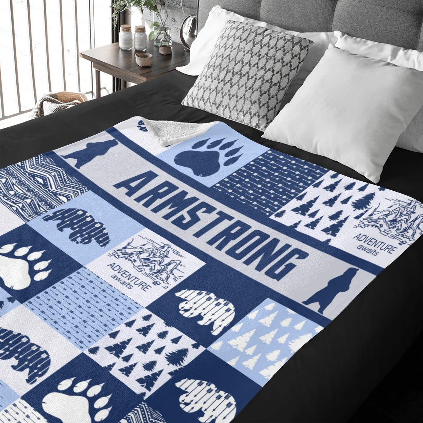 Personalized Woodland Animals Fleece Blanket with Name - Custom Baby Blanket Gift for Boys, Girls, Kids | Soft Minky Flannel Blanket for Nursery, Baby Shower, Birthday & Cozy Home Decor