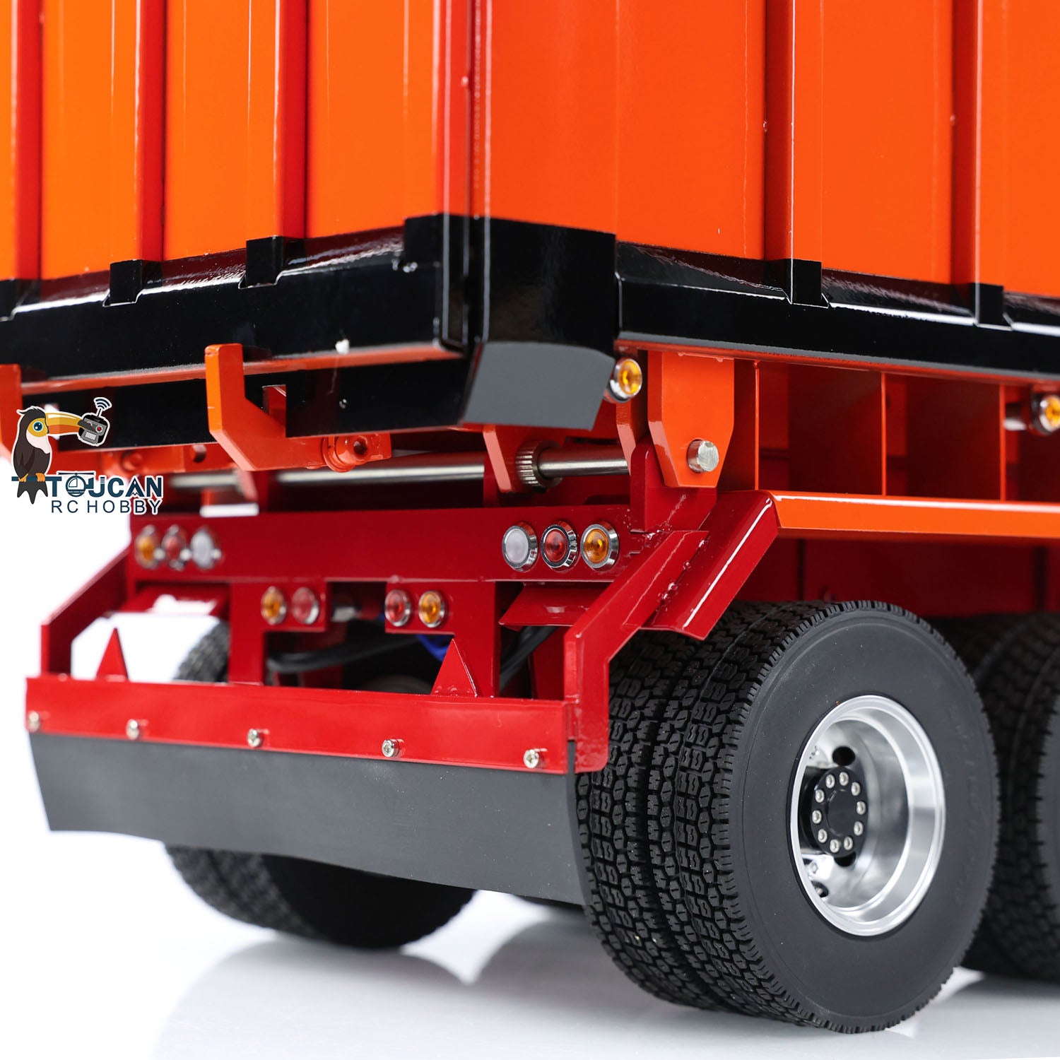 1/14 Scale Metal Hydraulic Dump Trailer with Electric Legs for TAMIYA RC Tractor Truck - DIY Remote Control Tipper Model with Pump & ESC - Perfect for RC Construction Vehicle Simulation and Hobbyist Collections