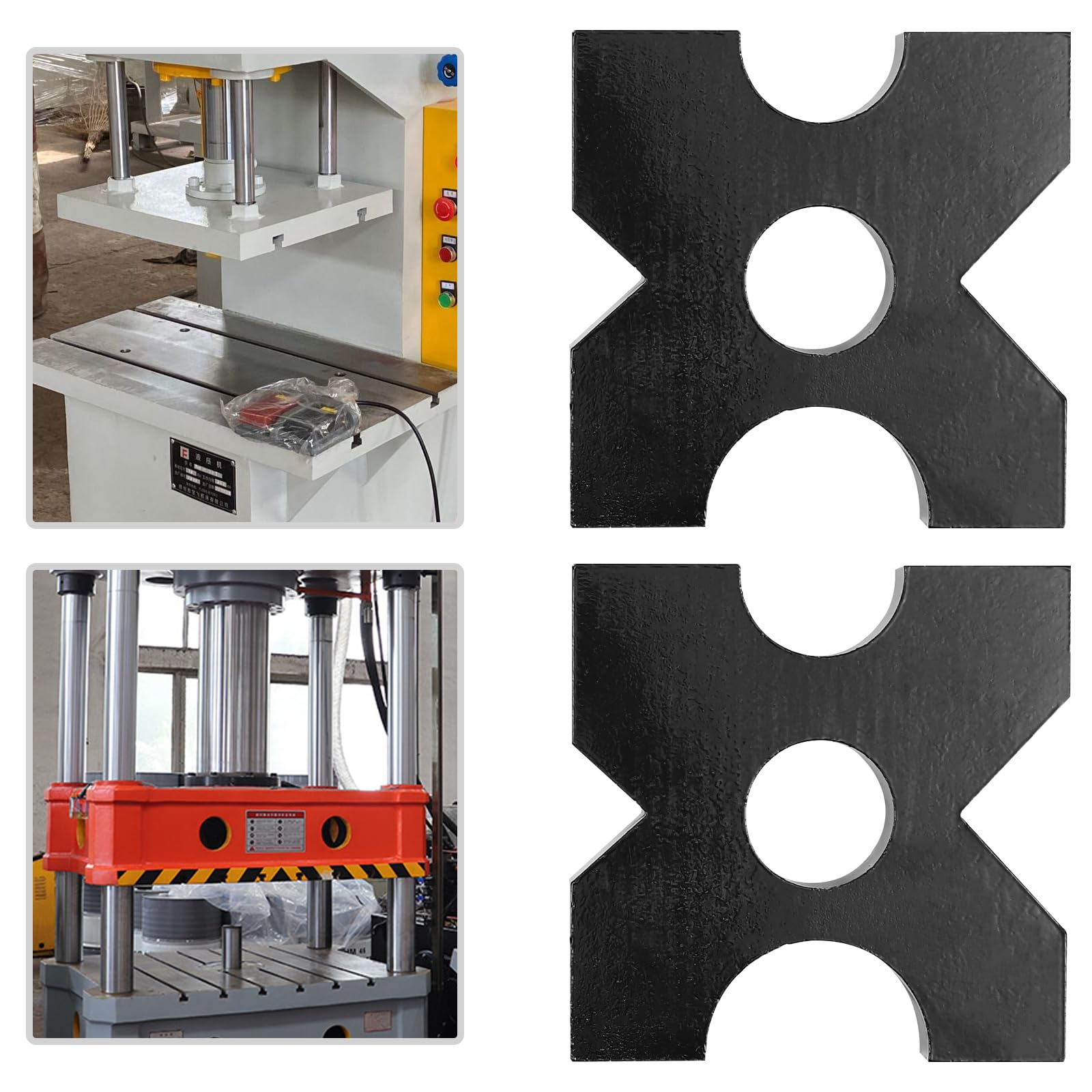 20Ton H-Frame Hydraulic Shop Press Plate Set (1 Pair) - 4 Notch Design for 44092.45 lbs & 70547.92 lbs Presses - Heavy Duty Metal Press Plates for Automotive Repair, Metalworking, and Industrial Applications