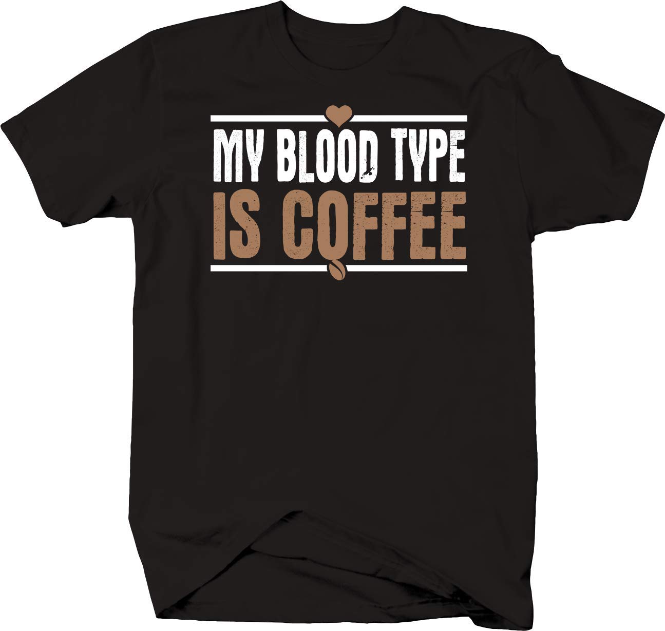 Falcon Apparel My Blood Type is Coffee Graphic T-Shirt - Funny Caffeine Lover Tee for Coffee Enthusiasts | Perfect for Casual Wear, Gifts & Coffee Shops
