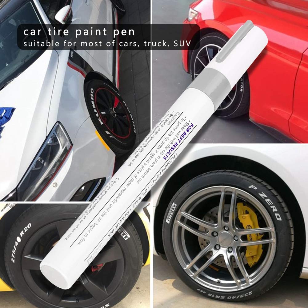 Premium Waterproof Car Tire Paint Pen - Professional Silver Markers for Tire Lettering & Custom Designs | Ideal for Car Enthusiasts, DIY Projects & Automotive Detailing