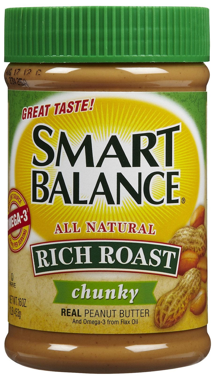 Smart Balance Rich Roast Chunky Peanut Butter - 16 oz Jar | Natural Protein Spread for Toast, Smoothies & Healthy Snacks | Gluten-Free & Non-GMO