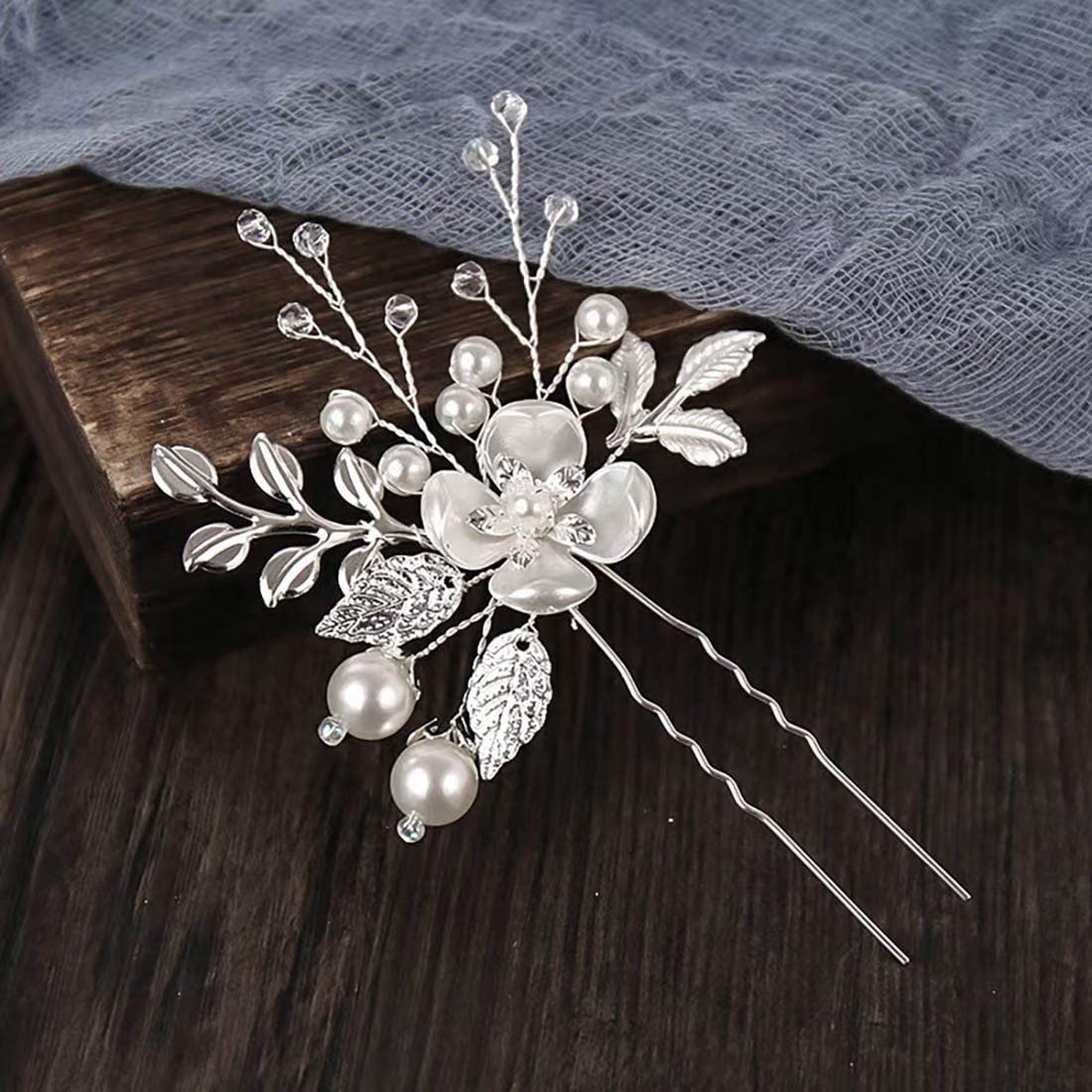 Elegant Silver Bridal Headpiece with Pearls & Crystals – Wedding Hair Accessories for Women & Girls | Perfect for Brides, Bridesmaids & Flower Girls