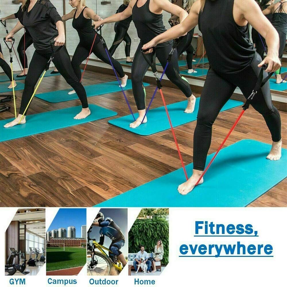 Premium 11-Piece Exercise Resistance Bands Set for Strength Training & Stretching - Includes Fitness Tubes, Foam Handles, Ankle Straps & Door Anchor - Perfect for Home Gym Workouts for Men & Women - Ideal for Yoga, Pilates, Physical Therapy & Full-Body Toning