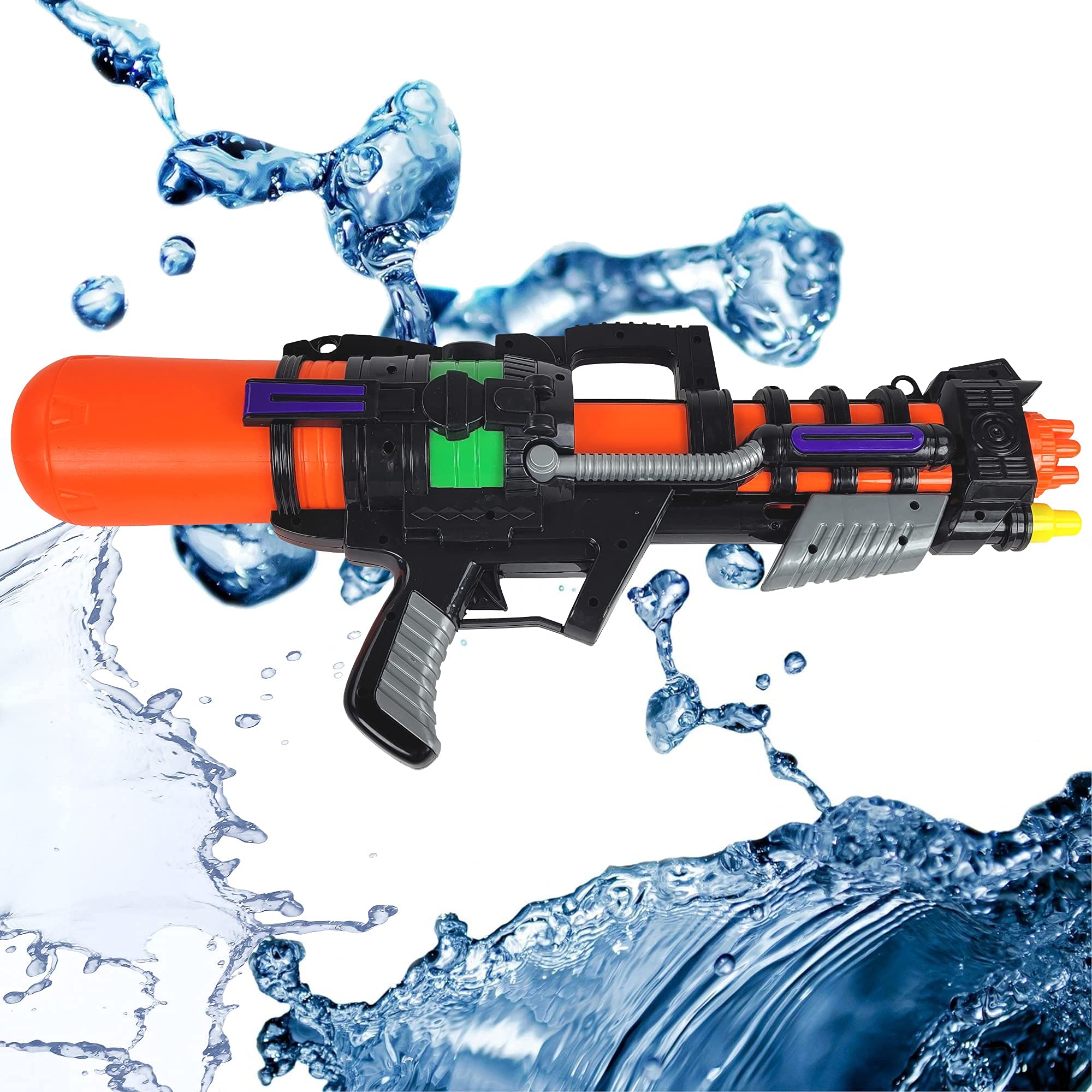 Large Water Guns for Kids & Adults - Super Soaker Blaster with High Capacity & Long Range - Outdoor Summer Water Toy for Pool, Garden Battles & Beach Parties (Black)