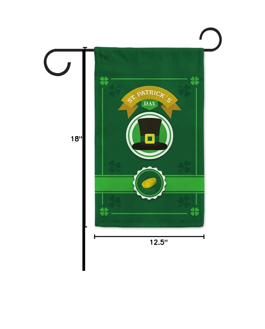 St. Patrick's Day Green Shamrock Garden Flag 12.5x18 Inch - Outdoor Decor for Yard, Patio & Spring Celebrations