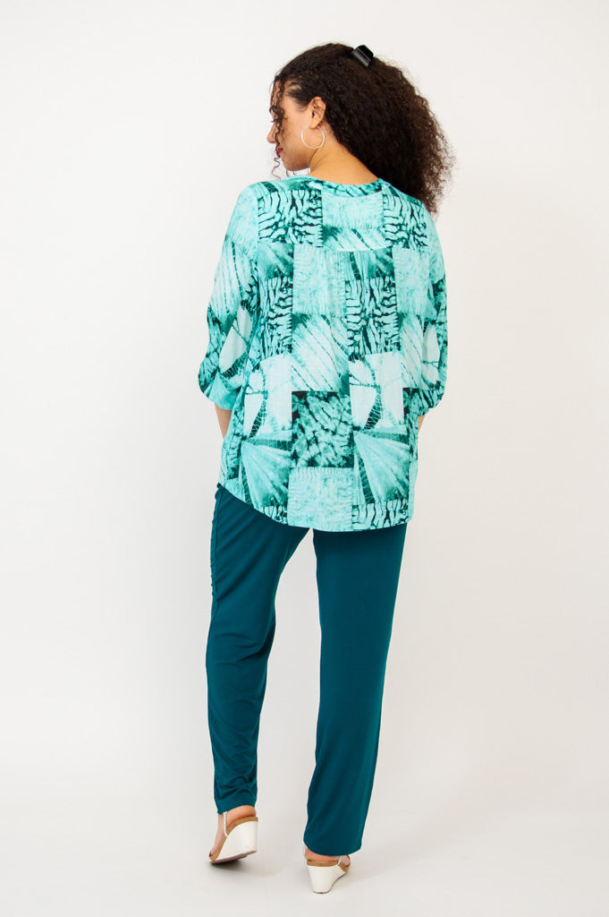 Carly Top - Shibori Print Linen Bamboo Blend Women's Tunic - Perfect for Summer Outfits & Boho Fashion