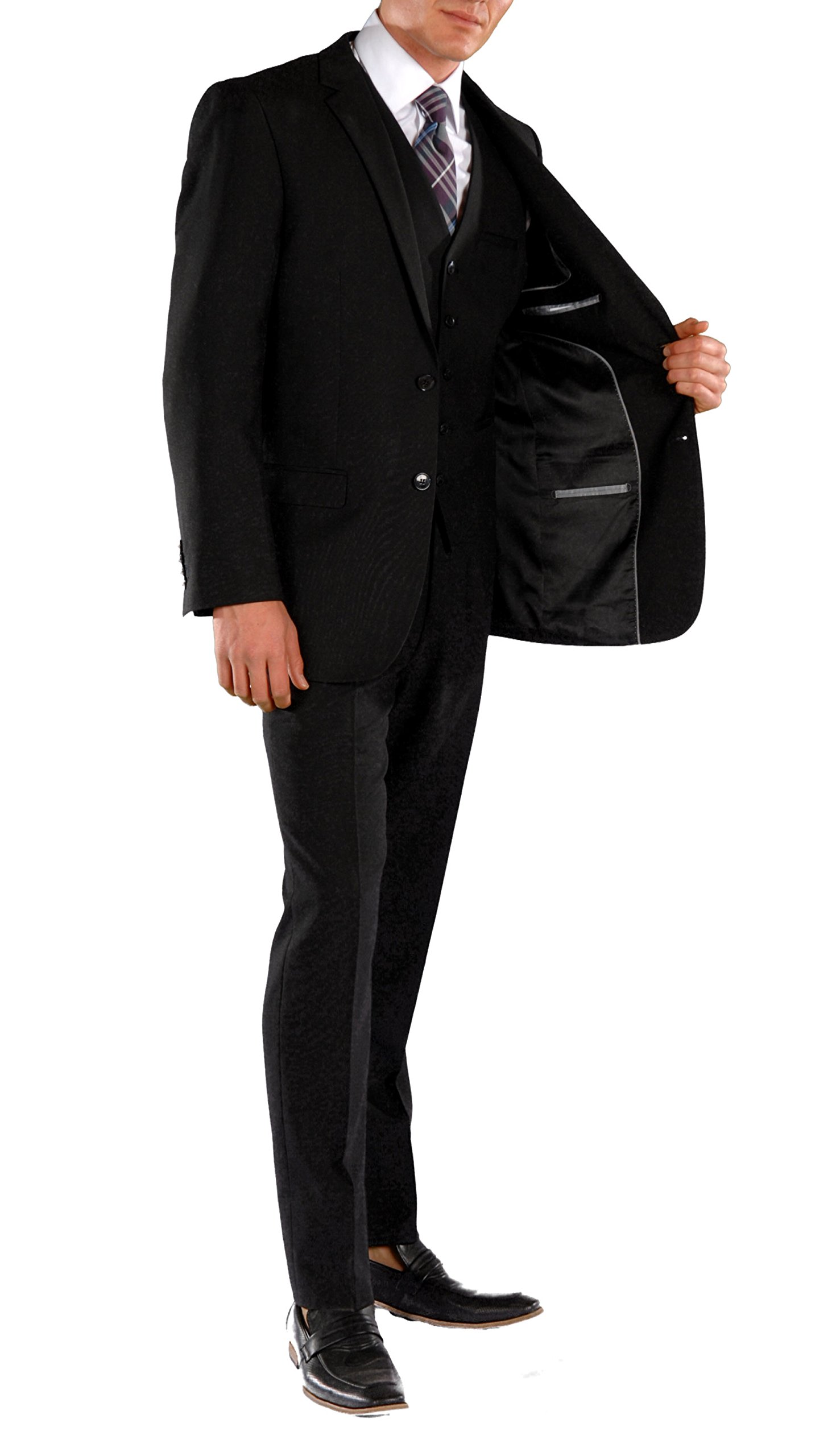 Men's 3 Piece Suit Set with Notch Lapel - Formal Blazer Jacket, Dress Pants & Vest for Business, Wedding & Special Occasions