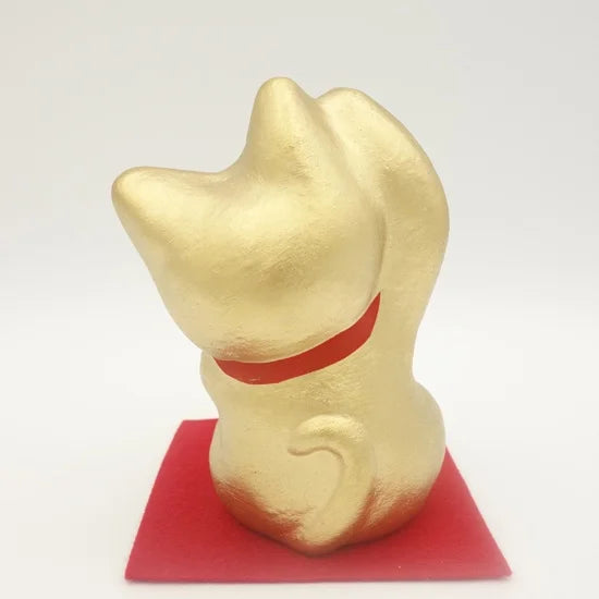 Authentic Japanese Nagahama Doll - Maneki Neko Lucky Beckoning Cat Figurine in Gold | Traditional Fortune Charm for Home, Office & Business Decor