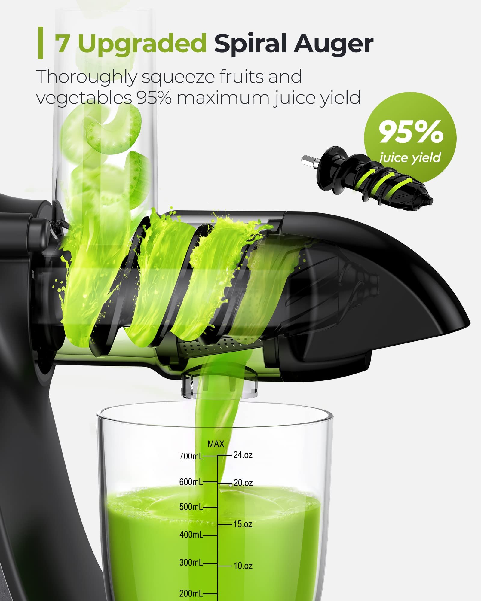JOCUU ZM1503 Juicer Replacement Parts Kit - Upgrade Your Slow Juicer with Body, Auger, Filter & Chute | Compatible with JOCUU & AMZCHEF Masticating Juicers | Perfect for Fresh Juice, Smoothies & Healthy Drinks at Home