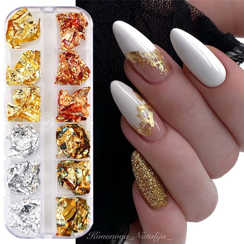 D.B.Z.® Sparkly Foil Nails - Gold, Silver, Rose Gold Colors for Manicure | DIY Nail Art Decorations & Accessories for Women | Perfect for Parties, Weddings & Special Occasions
