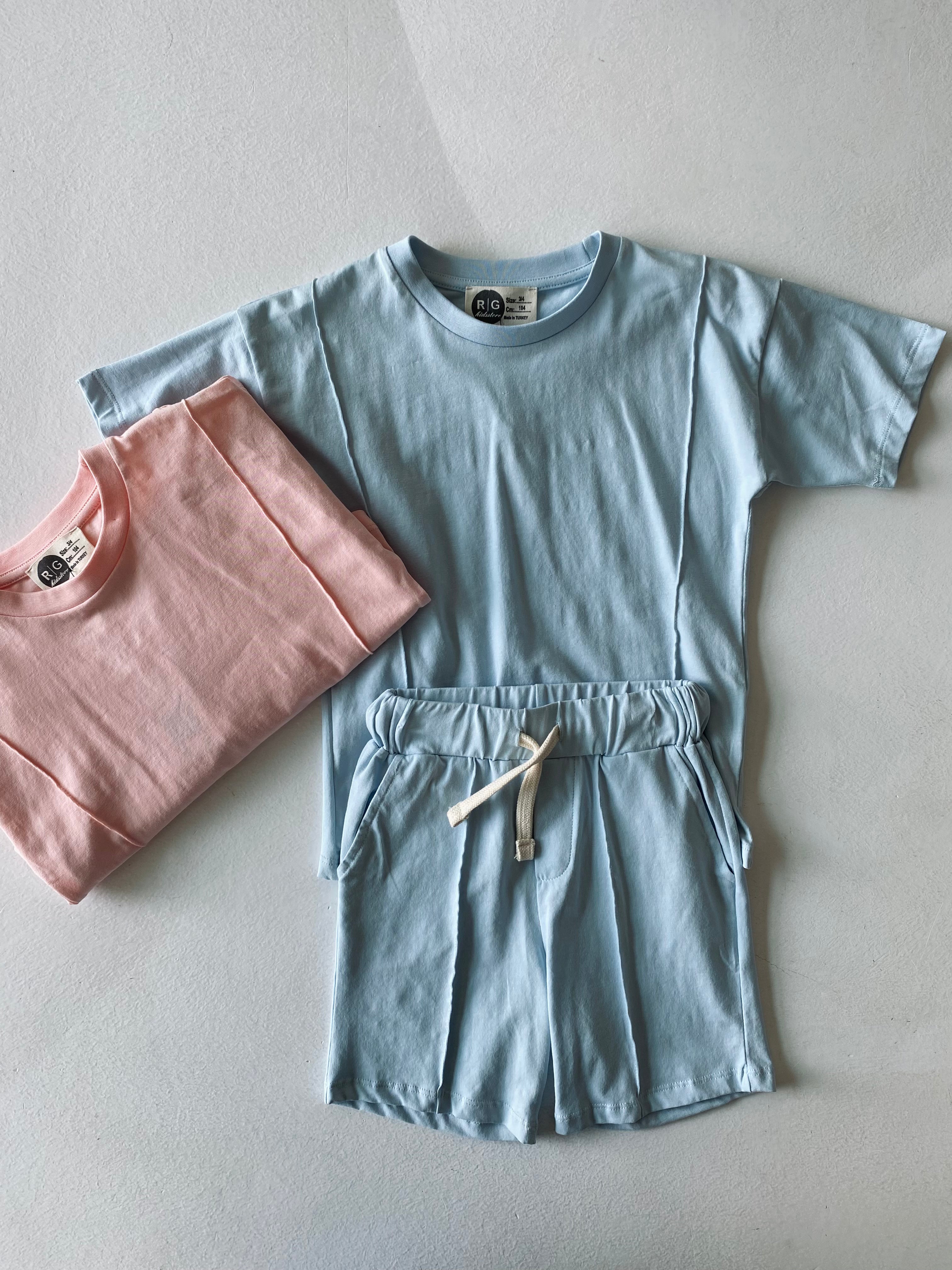 Kids Unisex Cotton Short Sleeve T-Shirt & Shorts Set - Perfect for Summer Play, School, and Casual Outfits