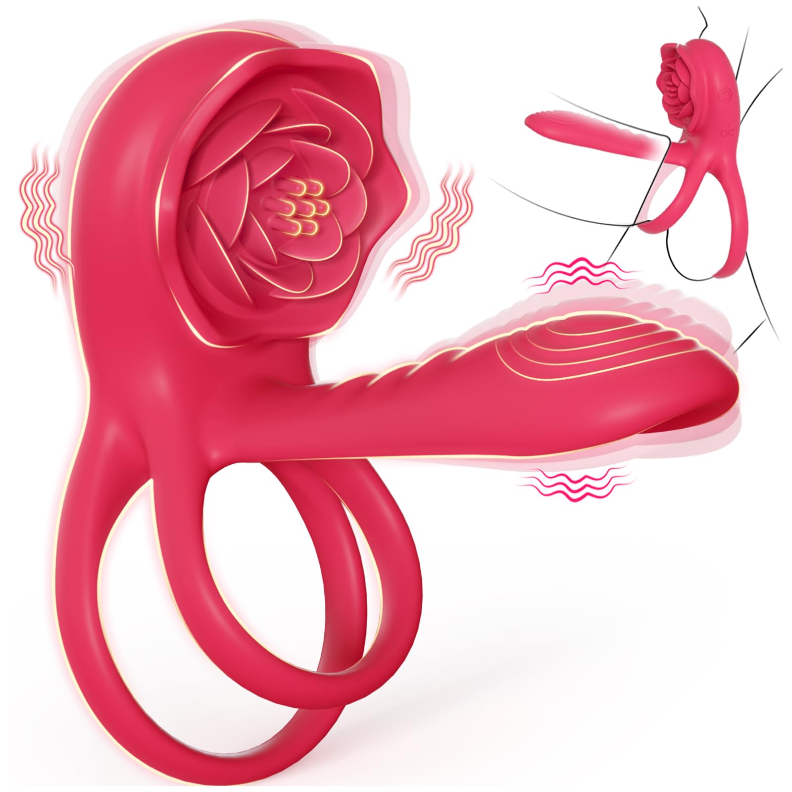 **Vibrating Cock Ring with Rose Clitoral Stimulator - Couples Sex Toy for Men & Women, G-Spot & Clitoris Vibrator - Enhance Intimacy & Pleasure in Bedroom & Romantic Nights**