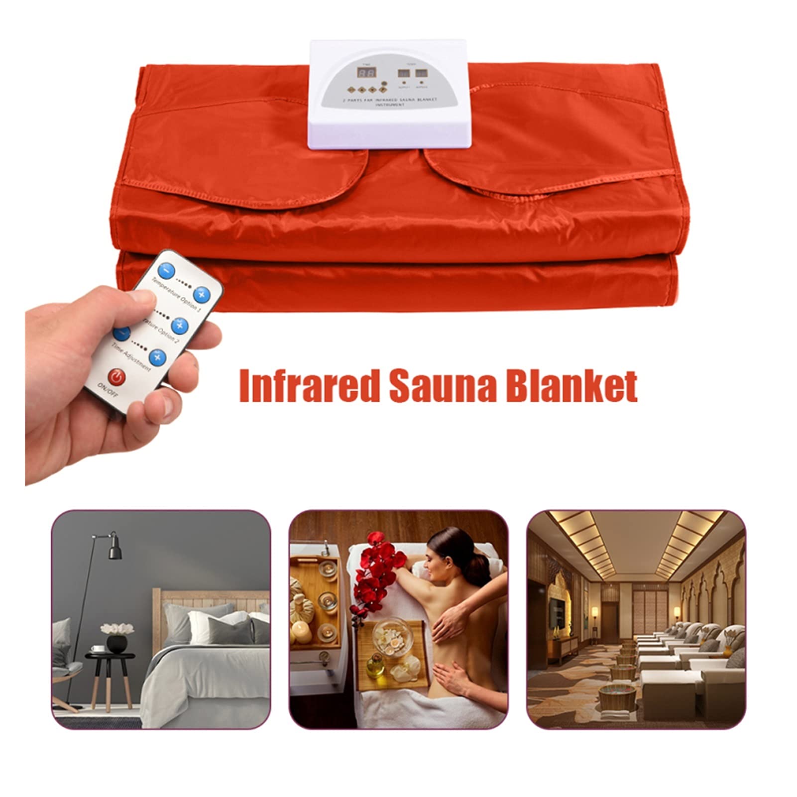 Infrared Sauna Blanket for Weight Loss - Portable Home Spa with Digital Temperature Control & Remote - Hand Reachable Design Body Shaper (Orange) | Perfect for Detox, Relaxation & Post-Workout Recovery
