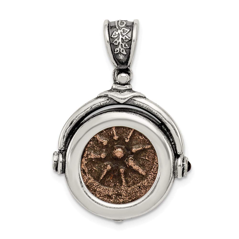 Antiqued Widows Mite Coin Pendant in Sterling Silver & Bronze - Biblical Jewelry for Women, Gift for Christian Faith - Perfect for Church, Bible Study & Spiritual Occasions