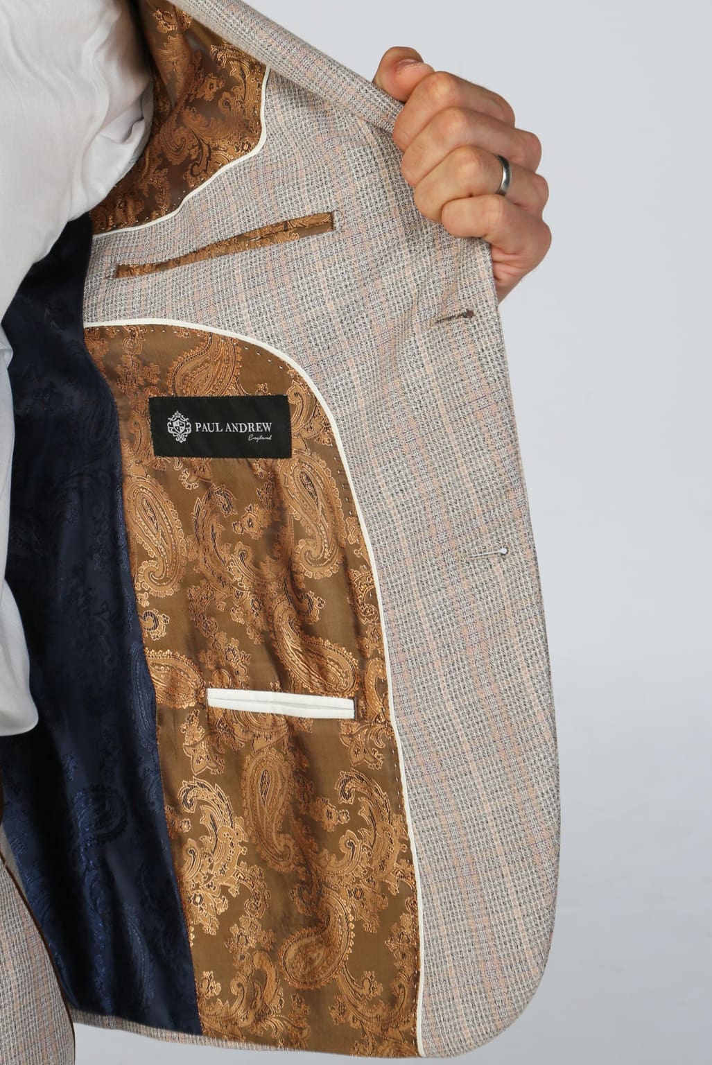 Leo Beige Check Three Piece Suit for Men - Classic Formal Business Attire for Weddings, Interviews & Special Occasions