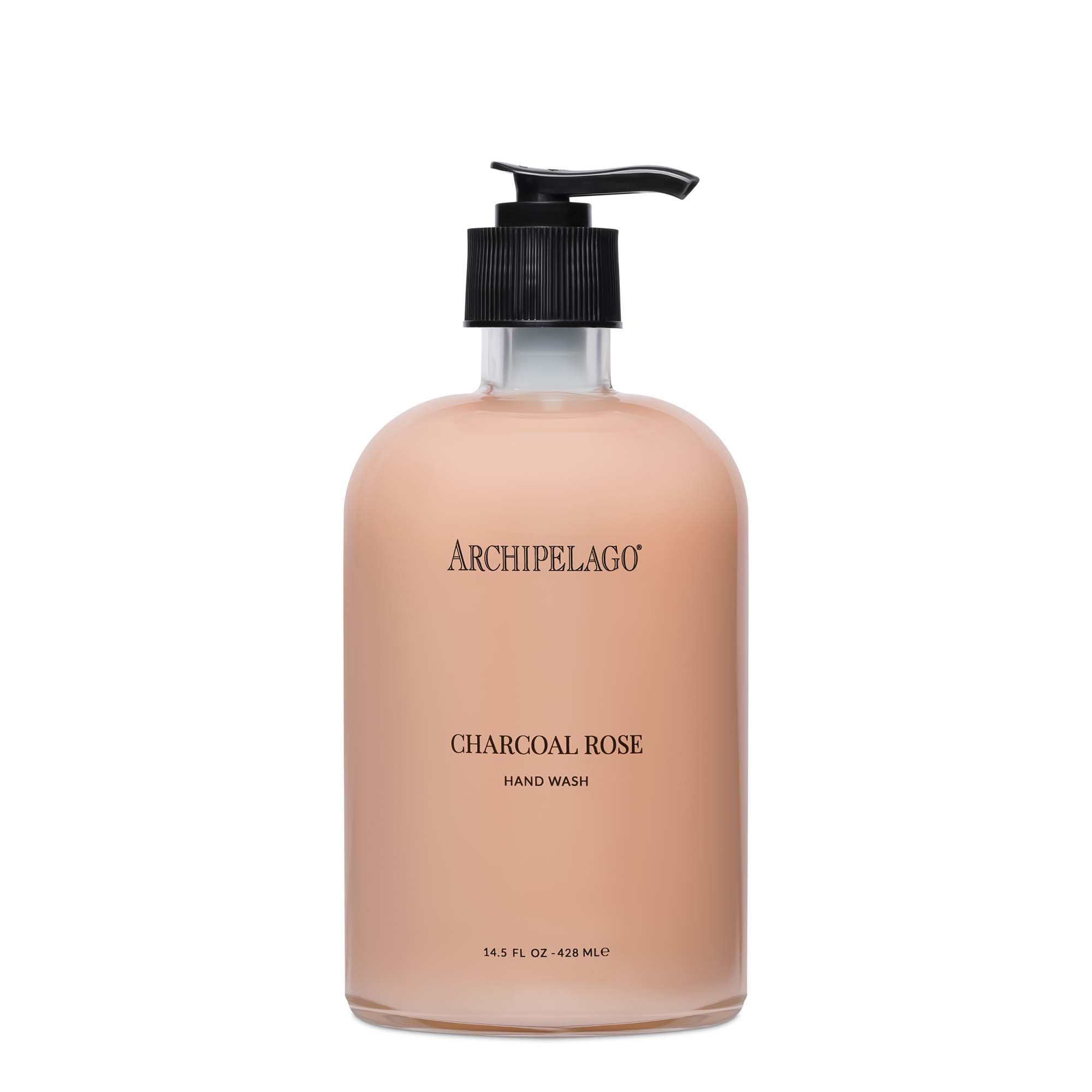 Charcoal Rose Hand Soap - Moisturizing Liquid Soap with Pump (14.5oz) for Kitchen & Bathroom