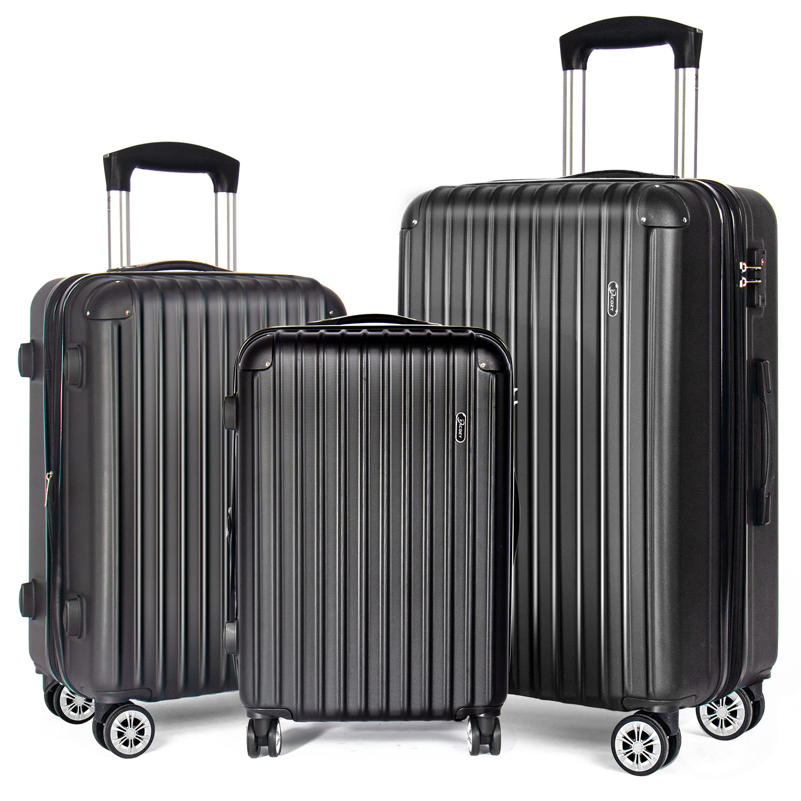 Facozy 3-Piece Hardside Spinner Wheel Luggage Set - Expandable Lightweight PC+ABS Suitcase with TSA Lock (20