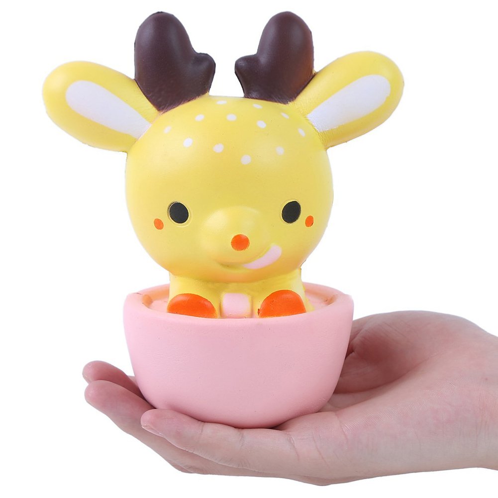Bluelans Slow Rising Squishies - Cute Deer Squeeze Stress Relief Toys for Kids & Adults | Christmas Party Favors, Stocking Stuffers, Phone Charms | Perfect for Anxiety Relief, Office Desk Decor & Sensory Play