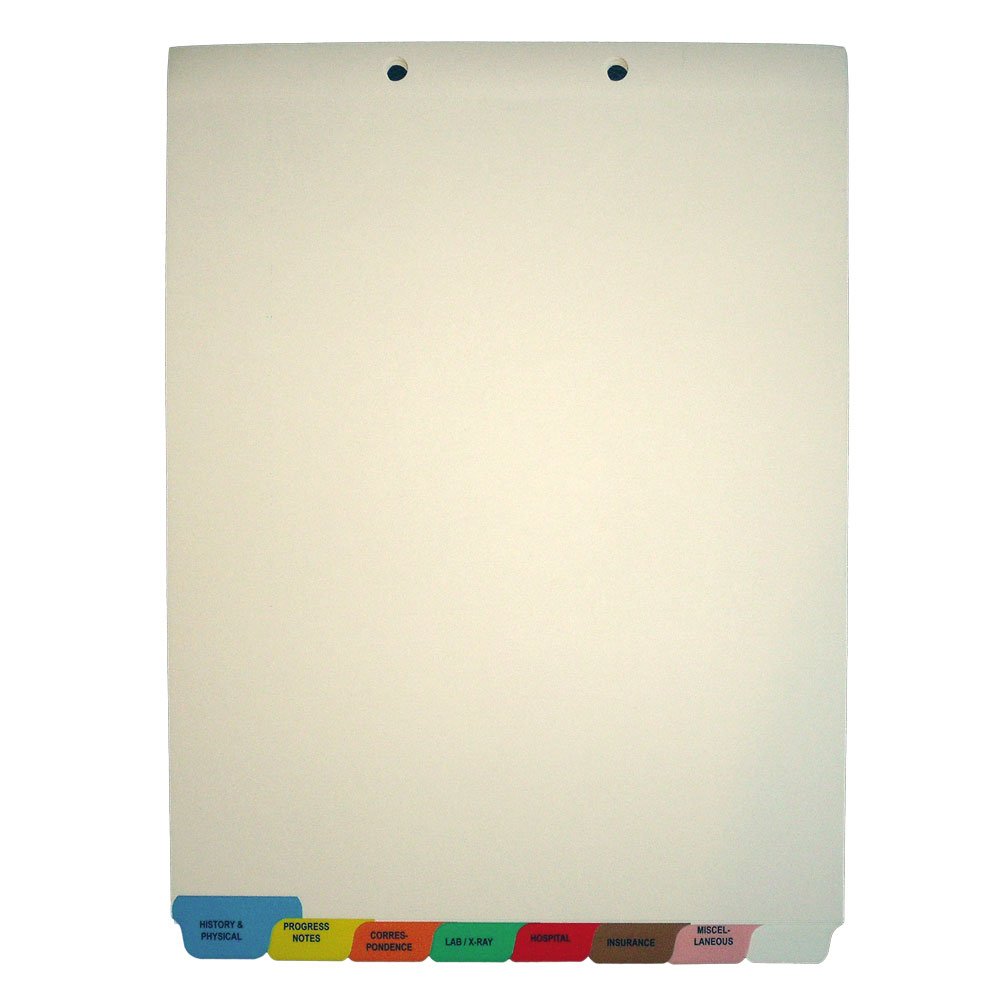 Medical Chart Divider Sets - 1/8th Cut End Tabs (50 Sets of 8 Tabs) for Hospital Records, Patient Files & Office Organization