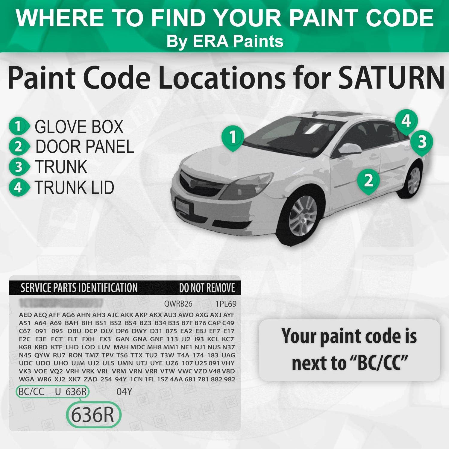 ERA Paints WA633R/GAV Urbane Moss Metallic Automotive Touch Up Paint for Saturn Vehicles - Premium Exact Match Paint Kit for Scratches & Chips | Perfect for Car Body Repair & DIY Touch-Ups
