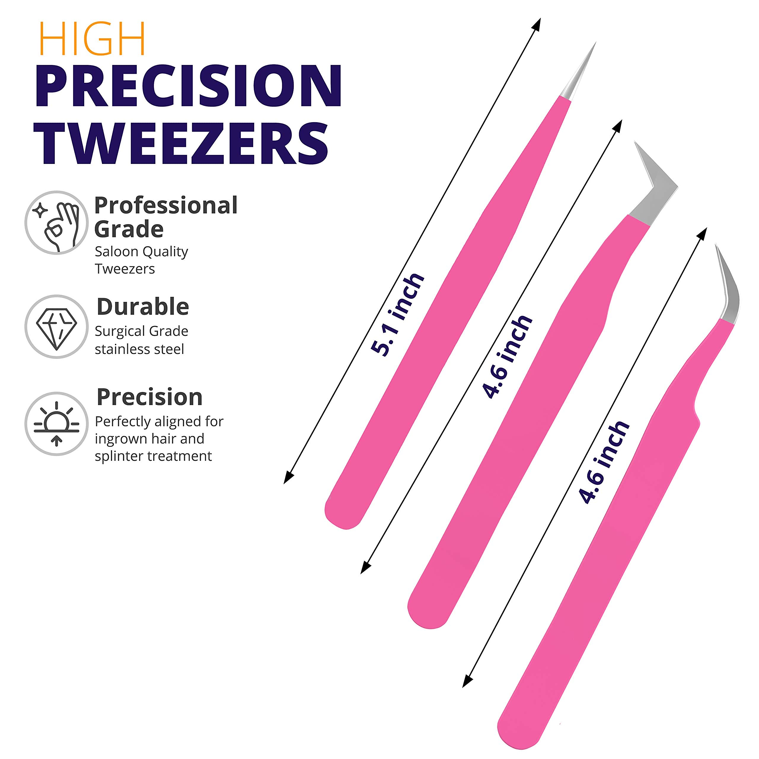 Professional Eyelash Extension Tweezers with Upgraded Design & Magnifying Mirror - Perfect for DIY Lash Lifts, Extensions and Salon Use