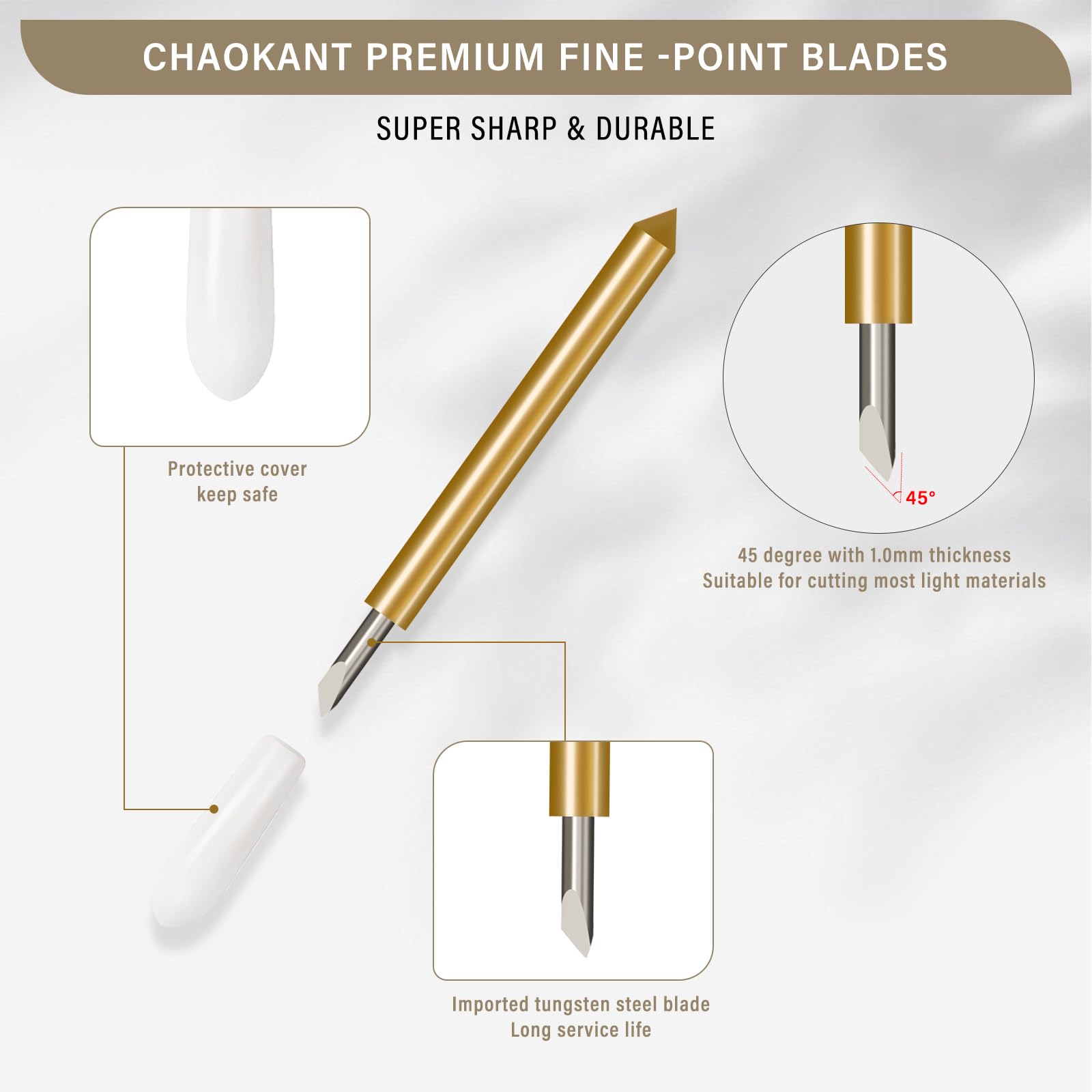20 PCS Premium Fine Point Blades for Cricut Maker 3/Maker/Explore 3/Air 2/Air/One - 1.0mm Replacement Blades Compatible with Most Light Materials - Perfect for Vinyl, Cardstock, Paper Cutting and DIY Craft Projects