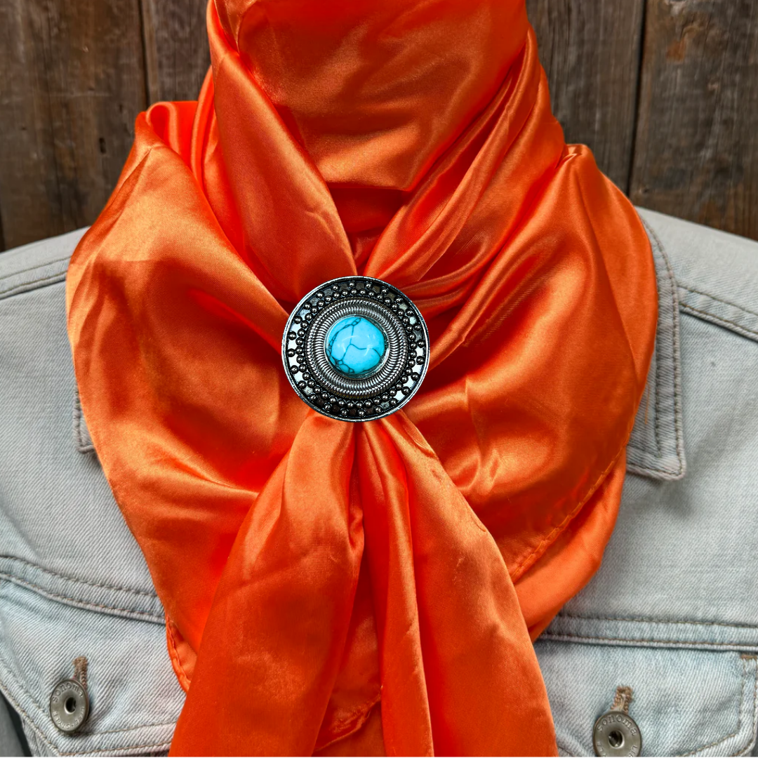 35X35 Solid Orange Wild Rag Scarf WRS20 - Western Concho Wild Rag Slides for Cowboy, Cowgirl & Rodeo - Perfect for Riding, Ranching & Outdoor Adventures