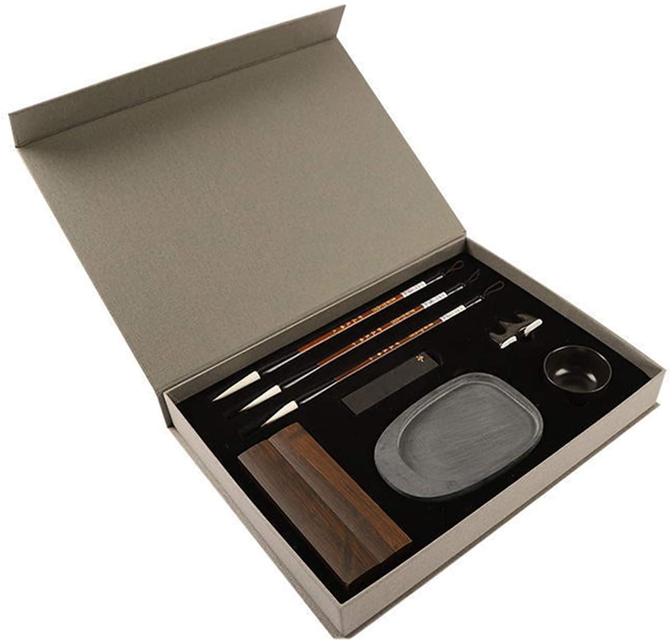 Premium Chinese Calligraphy Brush Set - Traditional Calligraphy Pens, Drawing Brushes for Beginners & Artists - Grey Ink Writing Brush Kit for Asian Art, Hand Lettering & Home Decor