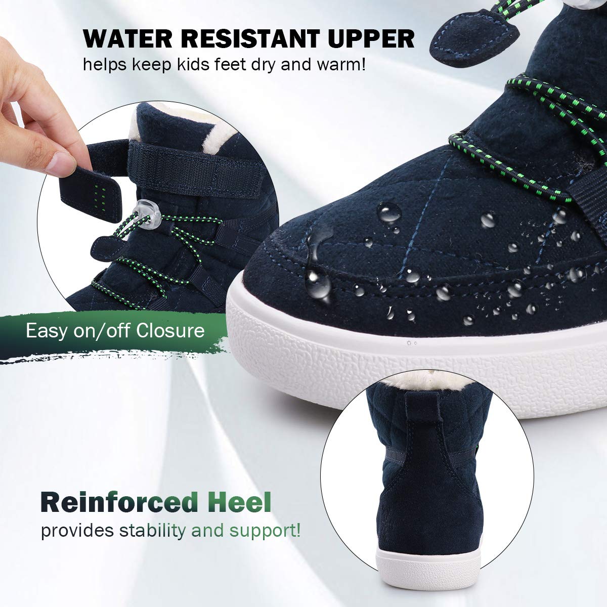 **Waterproof Boys Snow Boots - Warm Fur Lined Winter Boots for Toddler & Kids - Slip Resistant Outdoor Boots for Cold Weather - Perfect for Snow Play, Hiking & Winter Adventures**