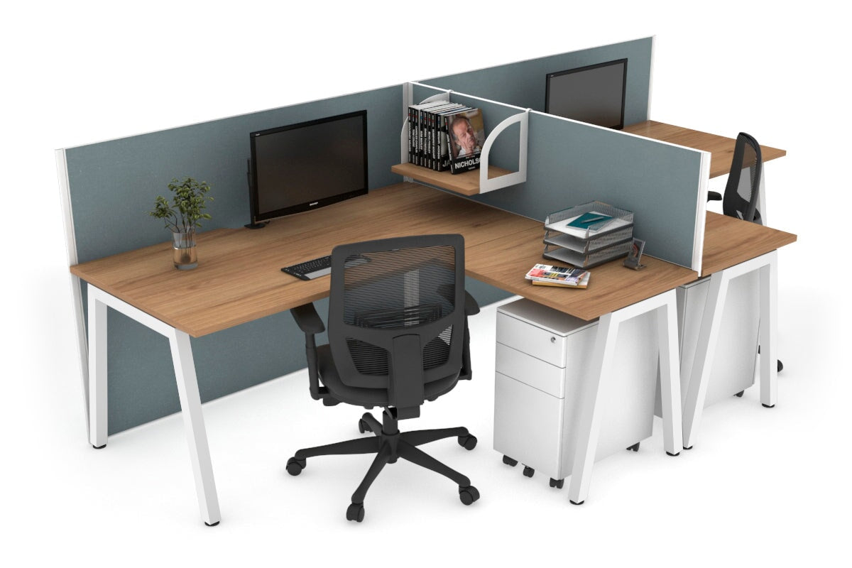 Quadro A Legs 2-Person Corner Workstation T-Shaped Desk [1800L x 1800W with Cable Management] - Perfect for Office Collaboration & Home Workspaces