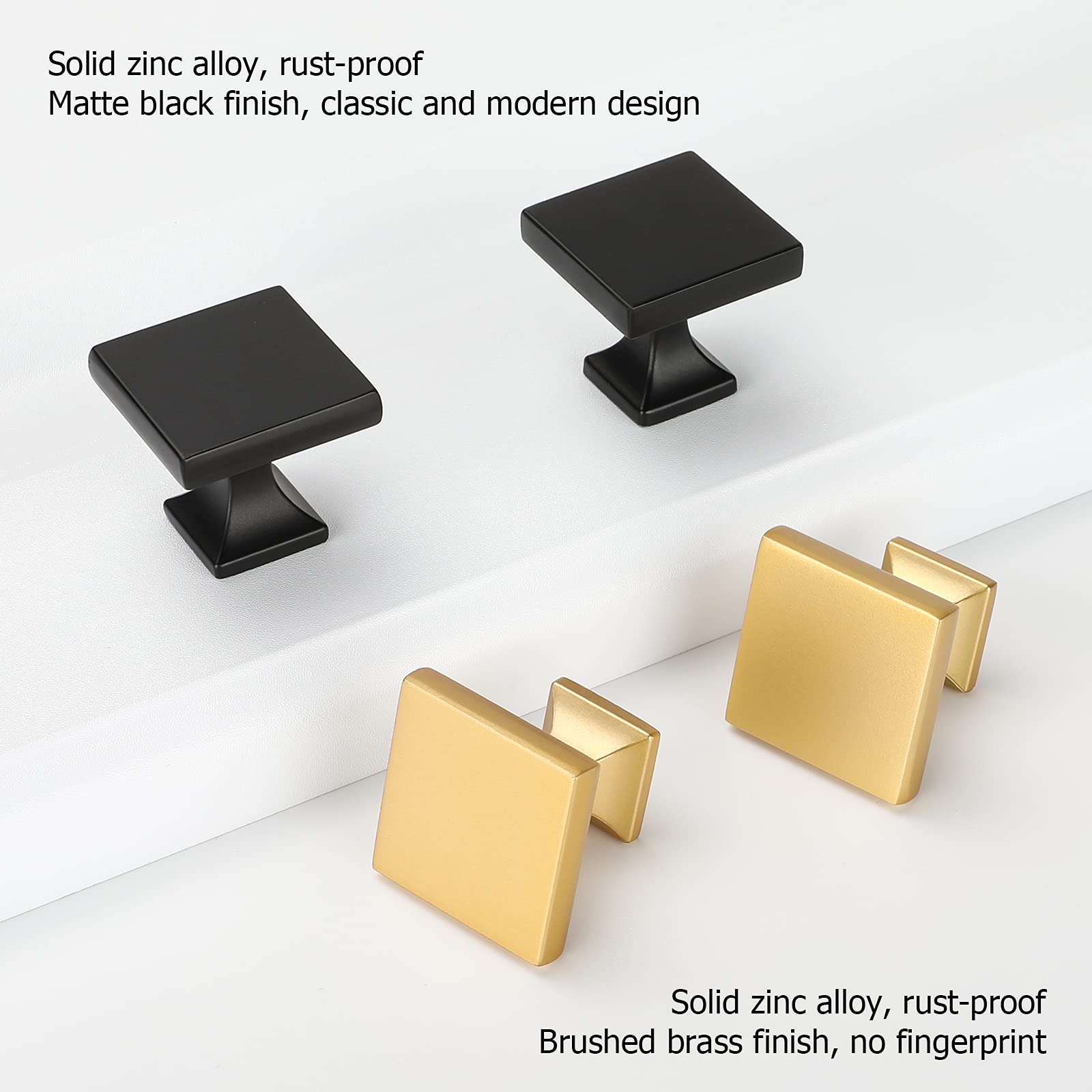 25 Pack Matte Gold Cabinet Knobs - Square Zinc Alloy Drawer Handles for Kitchen, Dresser & Furniture - Durable Hardware for Cabinets, Wardrobes & Home Decor
