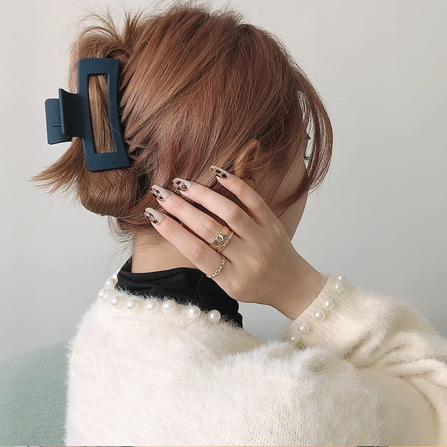 Minta Large Matte Rectangle Hair Claw Clips for Women & Girls - Non-Slip Jaw Clips for Thick Hair (2-Pack) - Perfect for Ponytails, Buns & Everyday Hairstyles