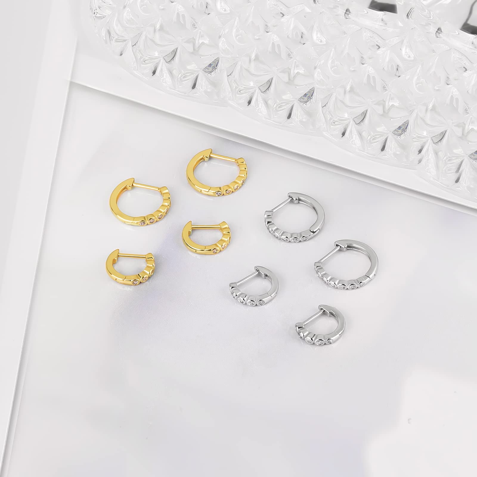 Gold & Silver Hoop Earrings for Women - Hypoallergenic White Gold Plated Stud Earrings - Sensitive Skin Friendly Jewelry - Perfect for Everyday Wear, Parties & Gifts