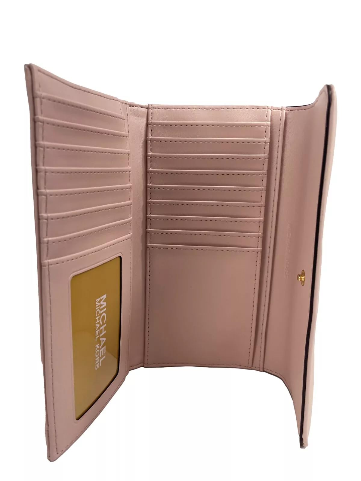 Michael Kors Women's Jet Set Travel Trifold Wallet - Powder Blush Leather Wallet for Women | Perfect for Everyday Use, Travel & Gift Giving