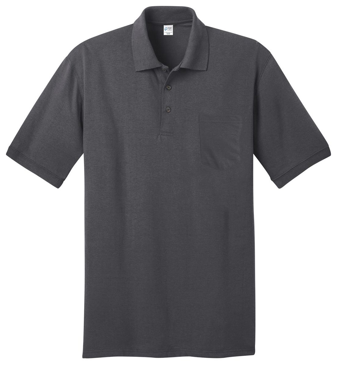 Port & Company Men's Comfortable Knit Pocket Polo Shirt - Charcoal - XXXX-Large | Breathable Casual Work Shirt for Office, Golf & Everyday Wear
