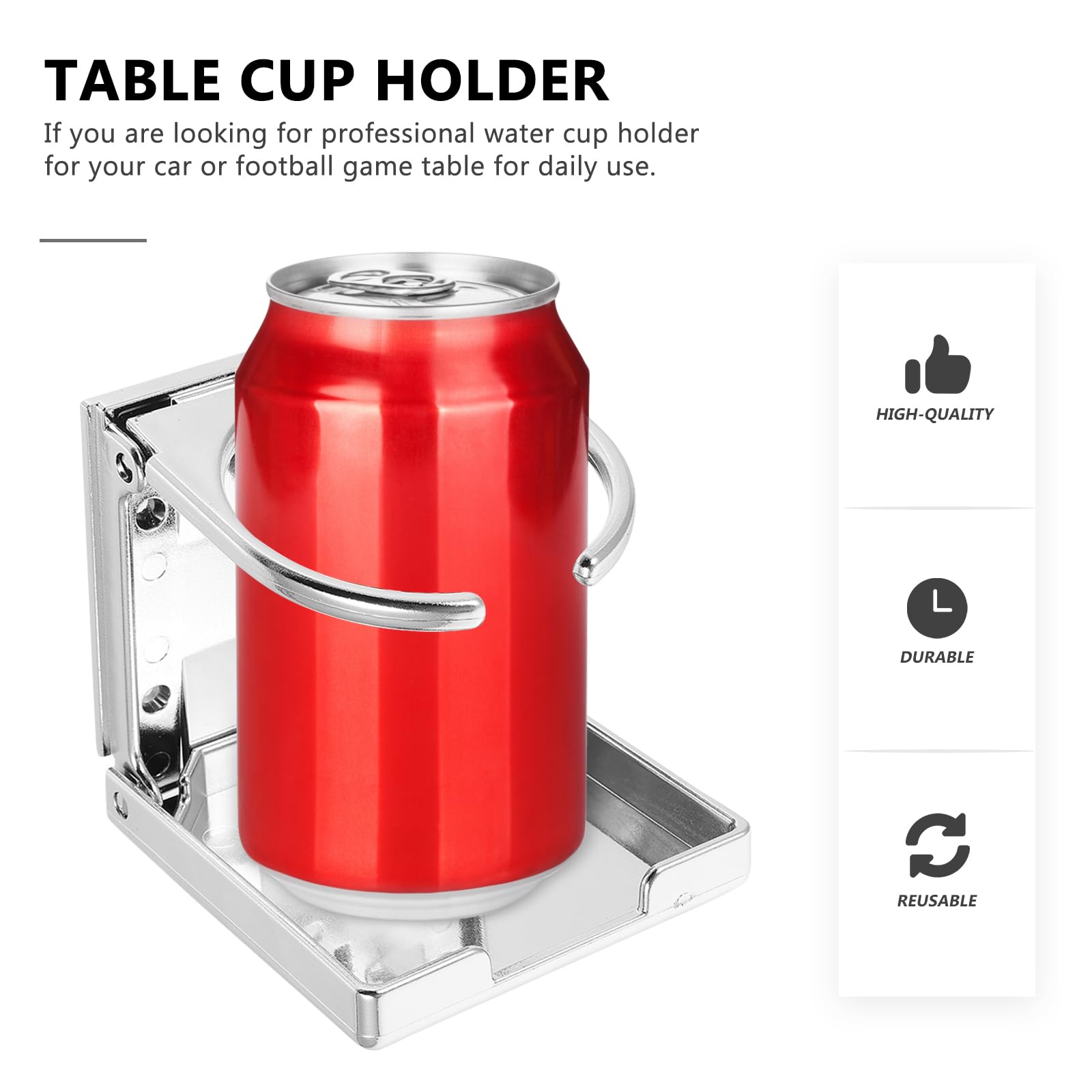 Universal Foldable Cup Holder for Foosball Table & Car - ABS Silver Drink Stand for Lip Gloss, Soda Cans & Beverages | Perfect for Game Rooms, Parties & Road Trips