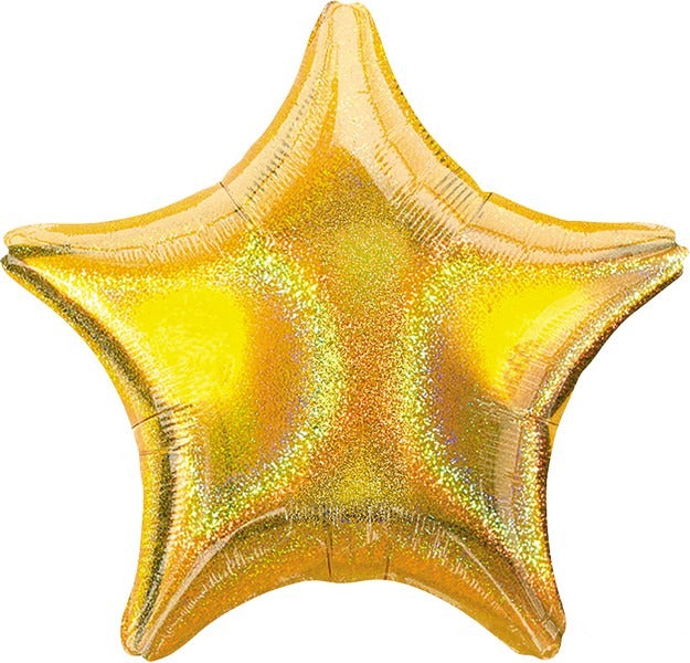 45cm Holographic Star Gold Balloon for Party Decorations - Perfect for Birthday, Wedding, and New Year Celebrations