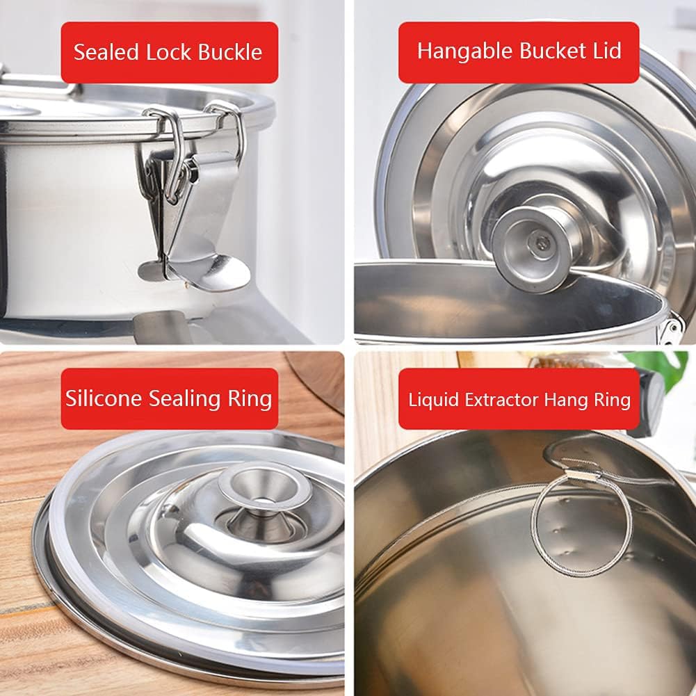 Stainless Steel Milk Can with Sealed Lid & Handle - 5-100L Food Grade Liquid Storage Container for Milk, Wine, Oil (88L) | Ideal for Dairy Farms, Breweries, Restaurants & Home Kitchen Use