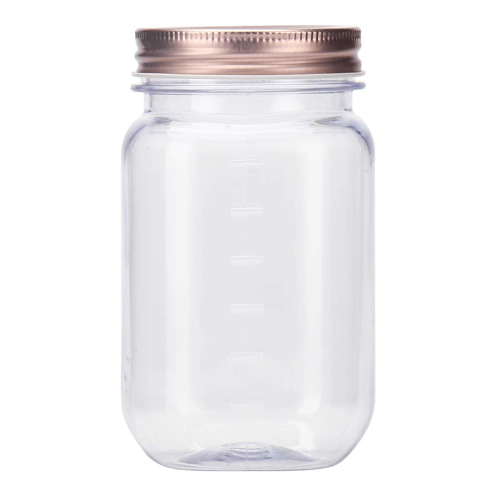 Novelinks 16oz Clear Plastic Jars with Rose Gold Lids - 20 Pack BPA-Free Refillable Round Containers for Kitchen Pantry Organization, Bathroom Storage & Craft Supplies - Airtight Food Storage Jars for Spices, Candles, Makeup & Home Decor