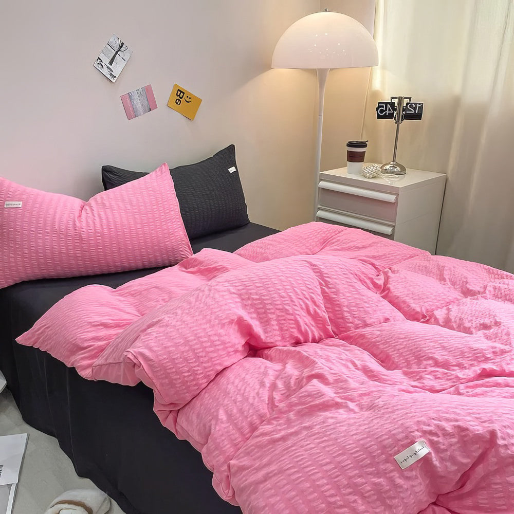 Soft Waffle Striped Duvet Cover Set - Breathable Bedding for All Seasons | Perfect for Master Bedroom, Guest Room & Dorm Decor