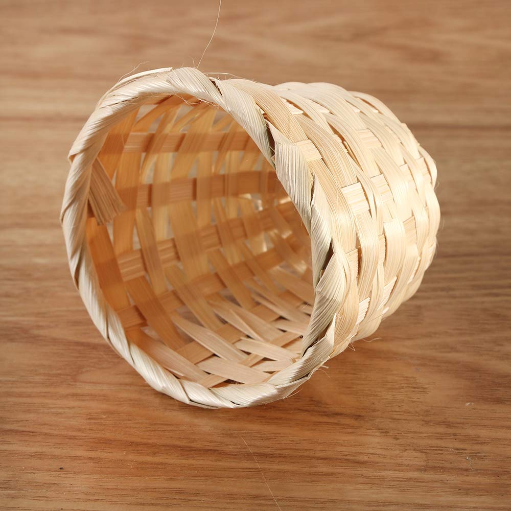 6-Piece Bamboo Woven Storage Basket Set - Eco-Friendly Desktop Organizer for Crafts, Toys, Jewelry | Perfect for Home Office, Nursery & Bathroom Organization