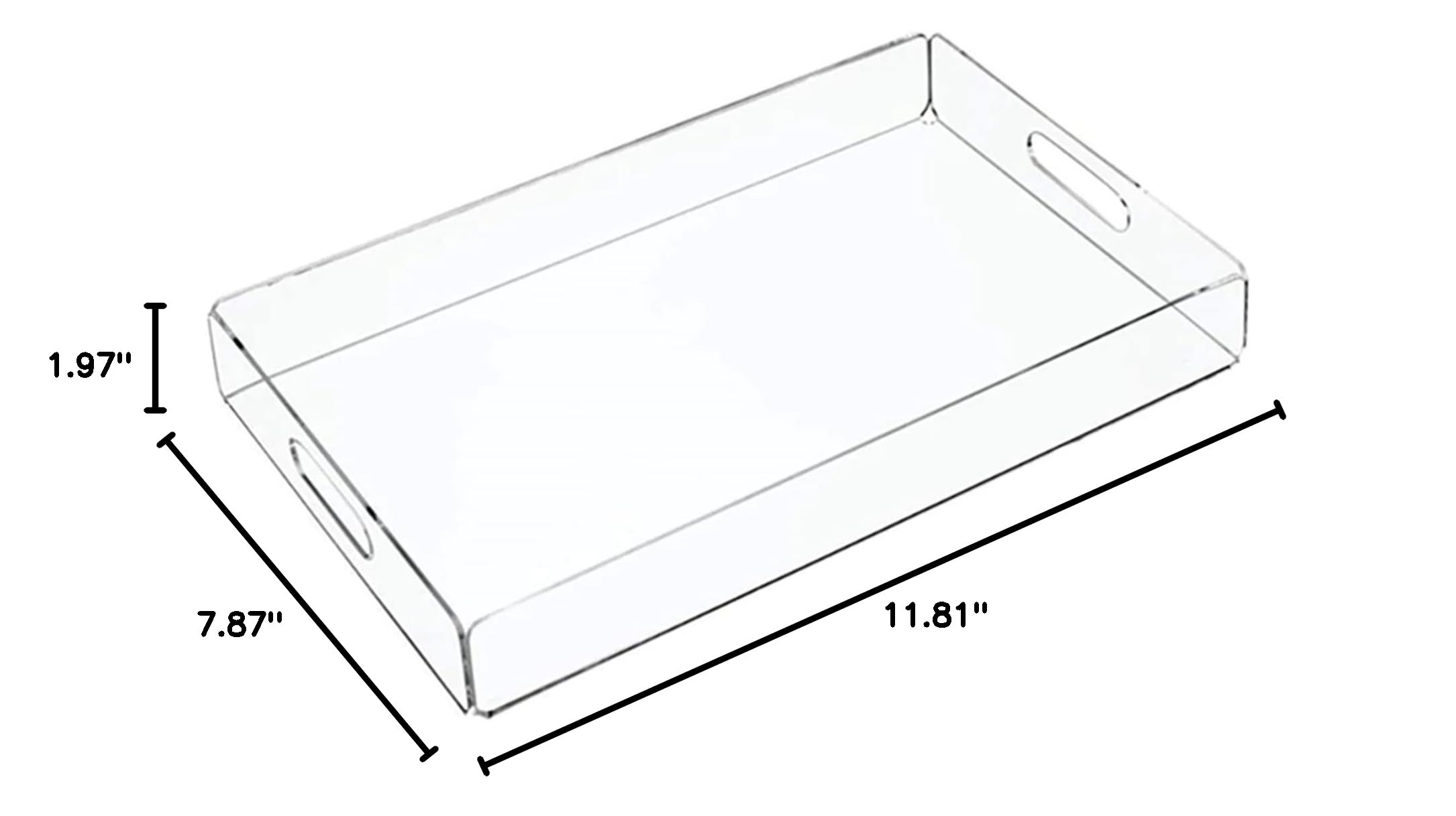 Clear Acrylic Serving Tray - Multipurpose Snack Plate & Storage Organizer for Bathroom Towels, Jewelry, Office Supplies - Perfect for Home, Kitchen, Office Use (Transparent)