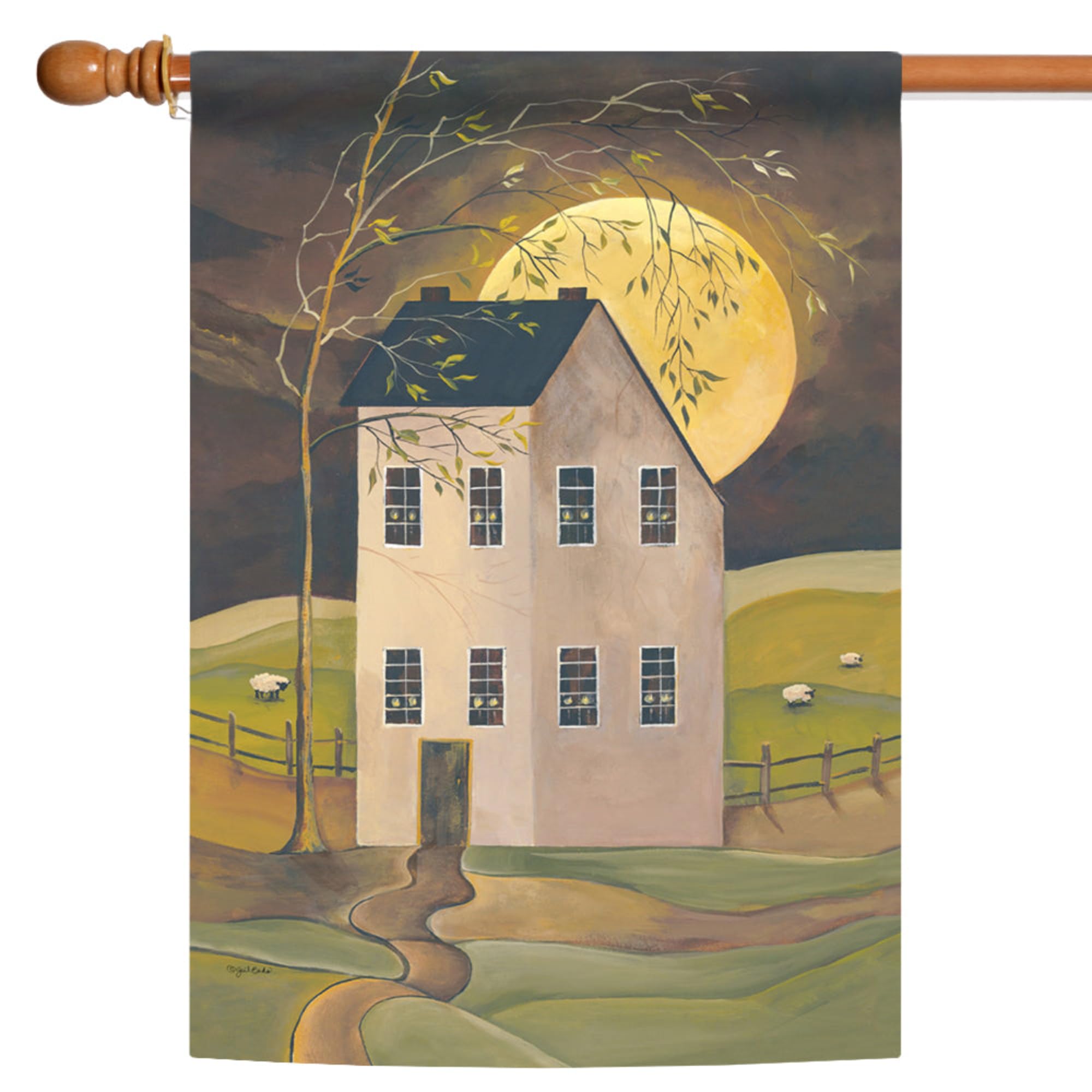 Spooky Hollow House Fall Flag 28x40 Inch - Double Sided Halloween Outdoor Garden Flag for Yard, Farm & Home Decor - Perfect for Autumn Porch, Halloween Party & Seasonal Decoration