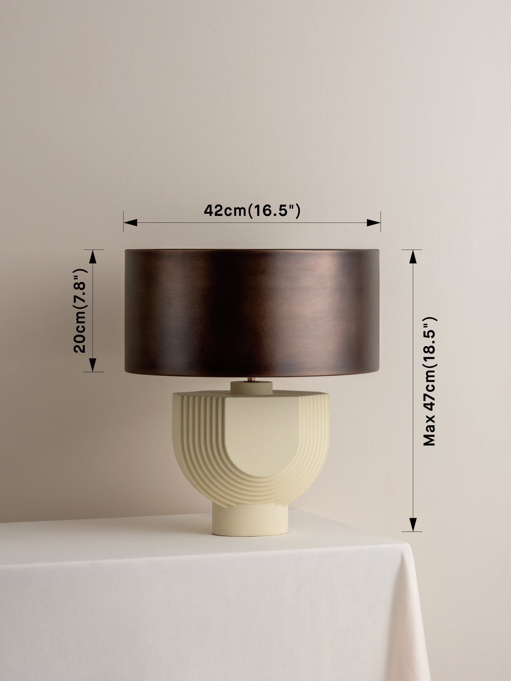 Concrete Lamp with Bronze Shade - Modern Industrial Lighting for Living Room, Bedroom, and Office Decor