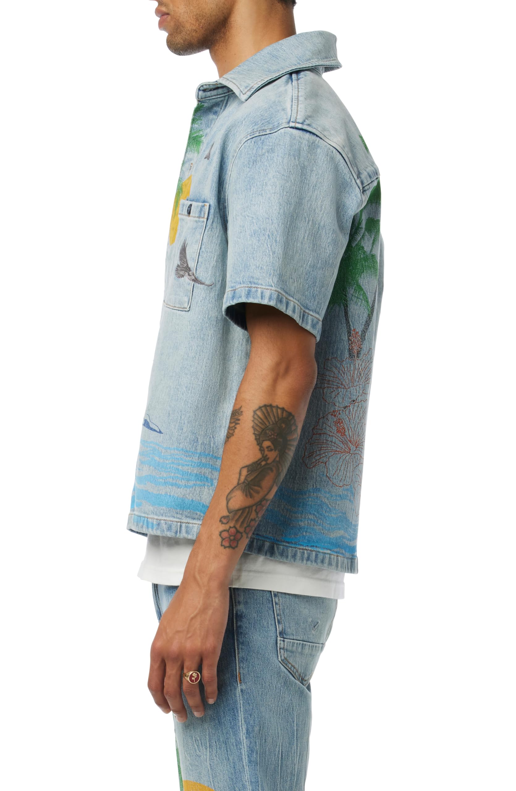 HUDSON Men's Short Sleeve Button Up Camp Shirt - Casual Summer Shirt for Men, Lightweight Breathable Button Down Shirt - Perfect for Beach, Camping, and Outdoor Activities