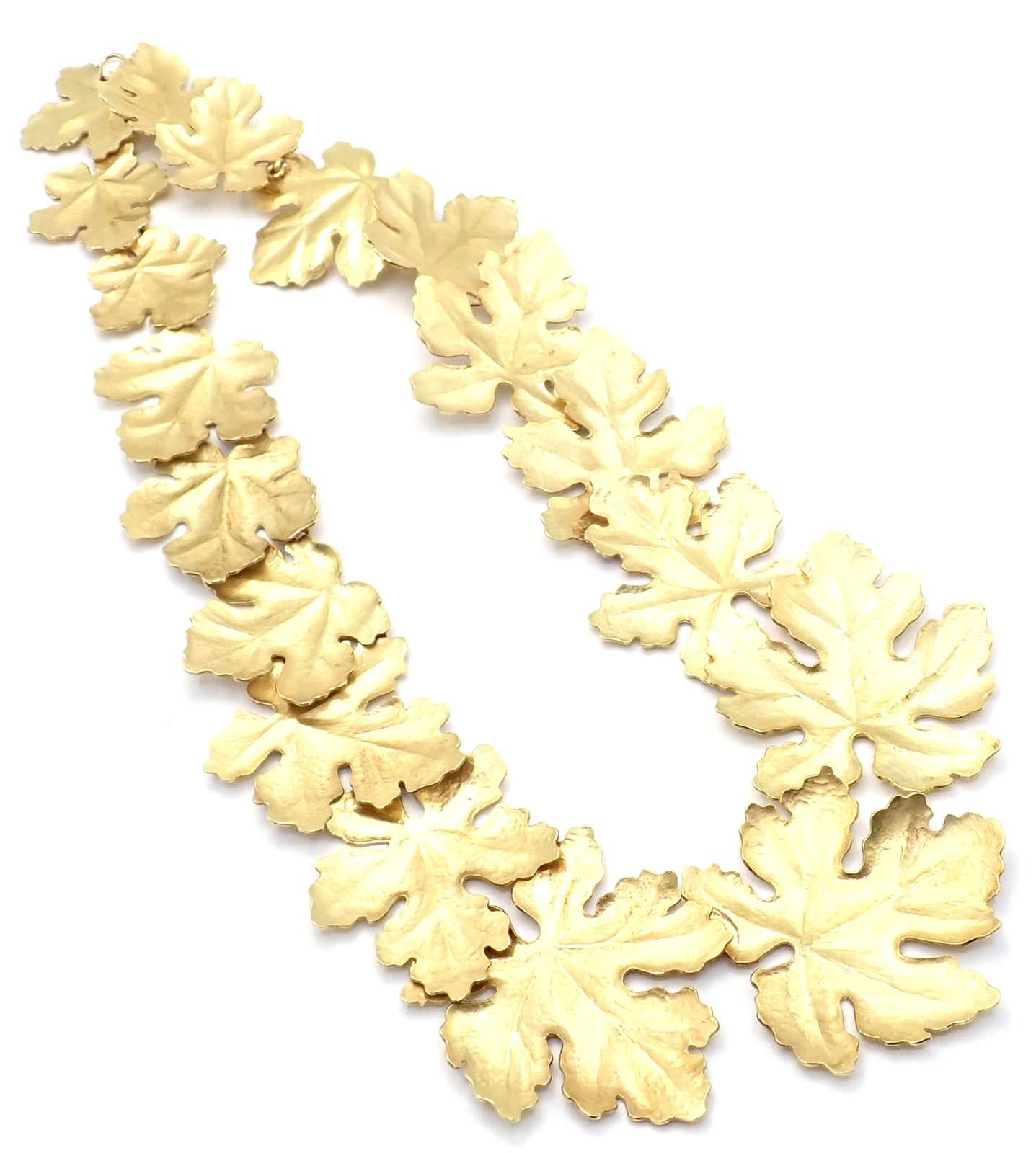 Authentic Tiffany & Co Angela Cummings 18K Yellow Gold Leaf Necklace - Vintage 1981 Rare Collectible Jewelry for Women - Perfect for Weddings, Anniversaries & Special Occasions