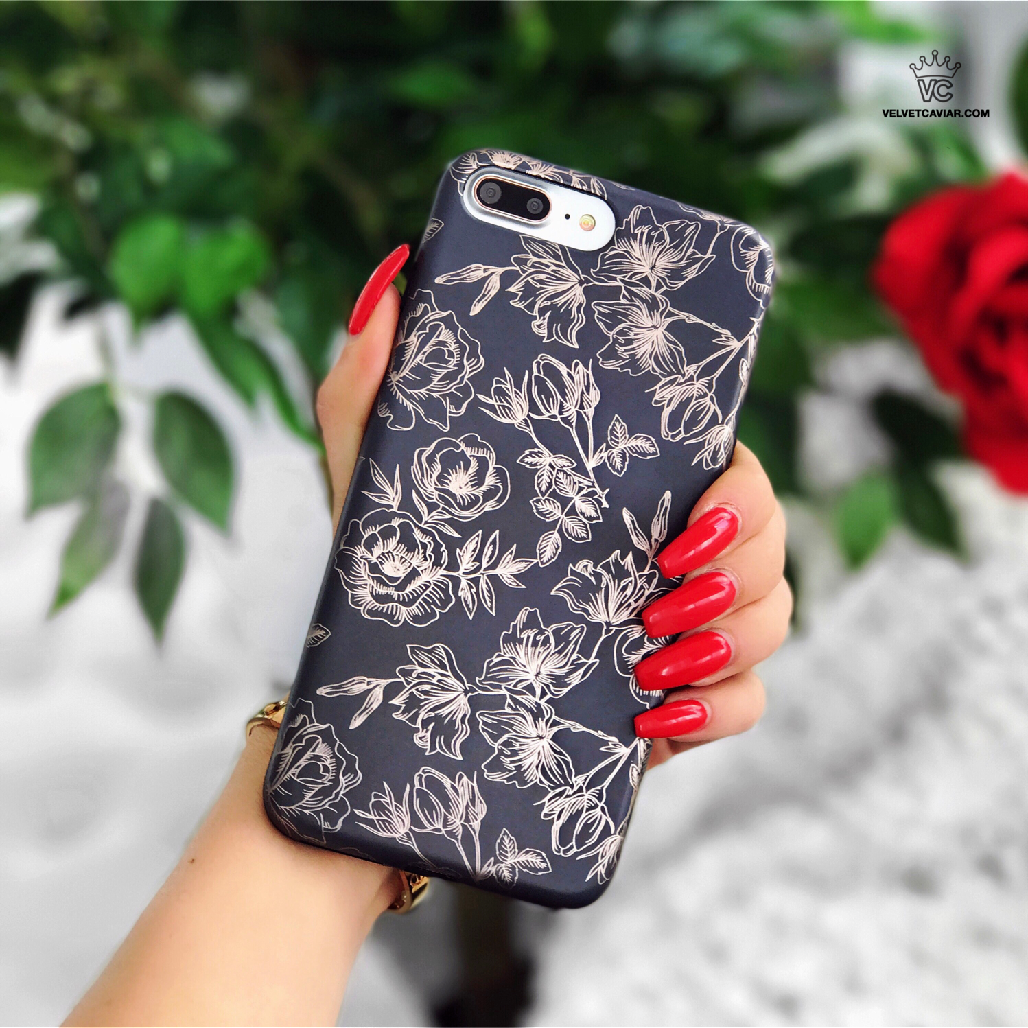 Elegant Floral Rose Gold Chrome iPhone Case - Stylish Protective Cover for iPhone 13/12/11/X - Perfect for Everyday Use, Office & Special Occasions